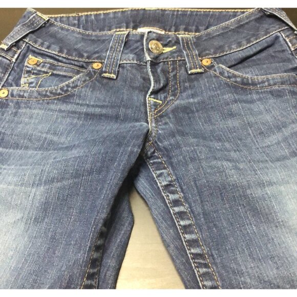 True Religion World Tour Woman Billy 26x32 Dark Wash Straight Low Rise - Picture 7 of 7